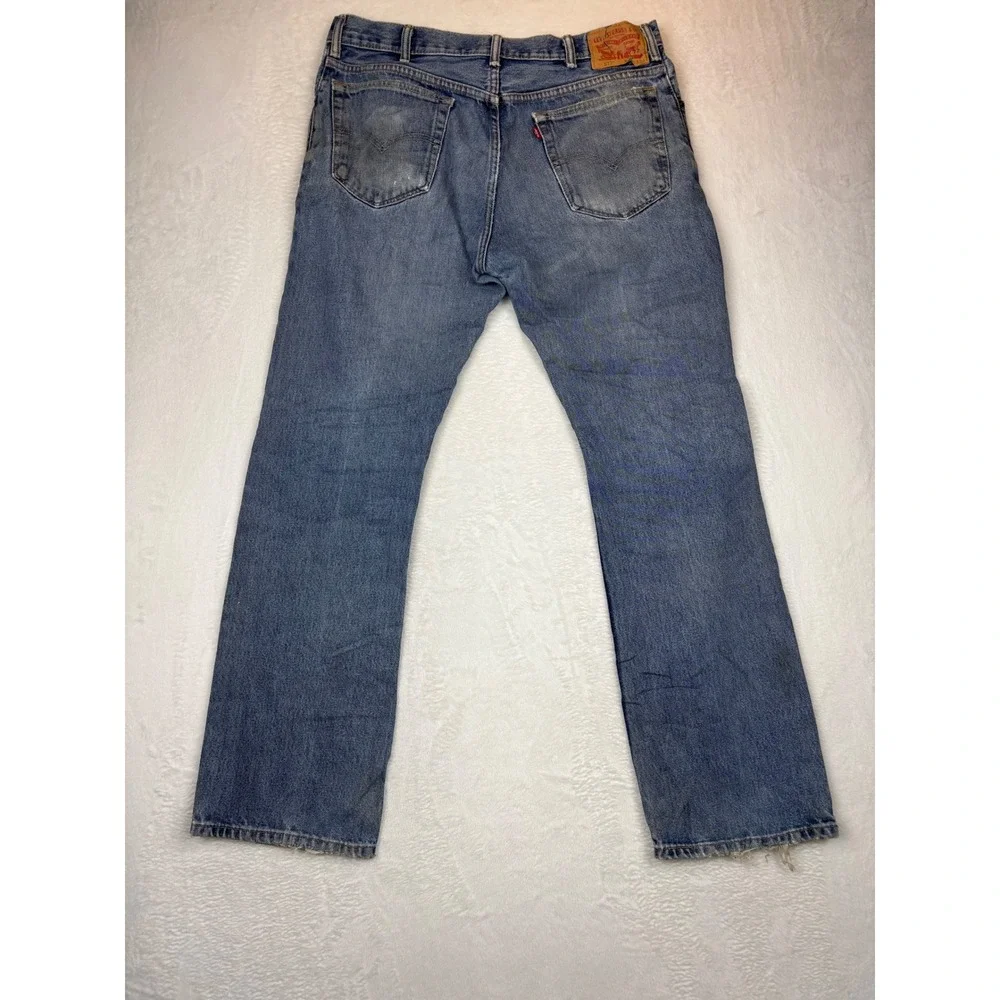 Vintage Levis 517 Bootcut Jeans Mens 36x34 Distressed Blue Denim 90s Grungy Cut